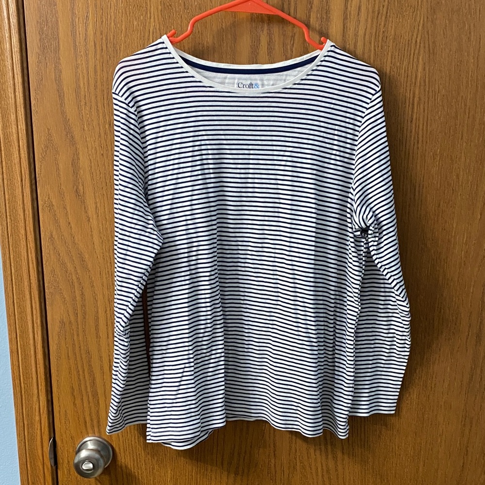 “5/$20” Croft & Barrow The Classic Tee black and white striped shirt XL